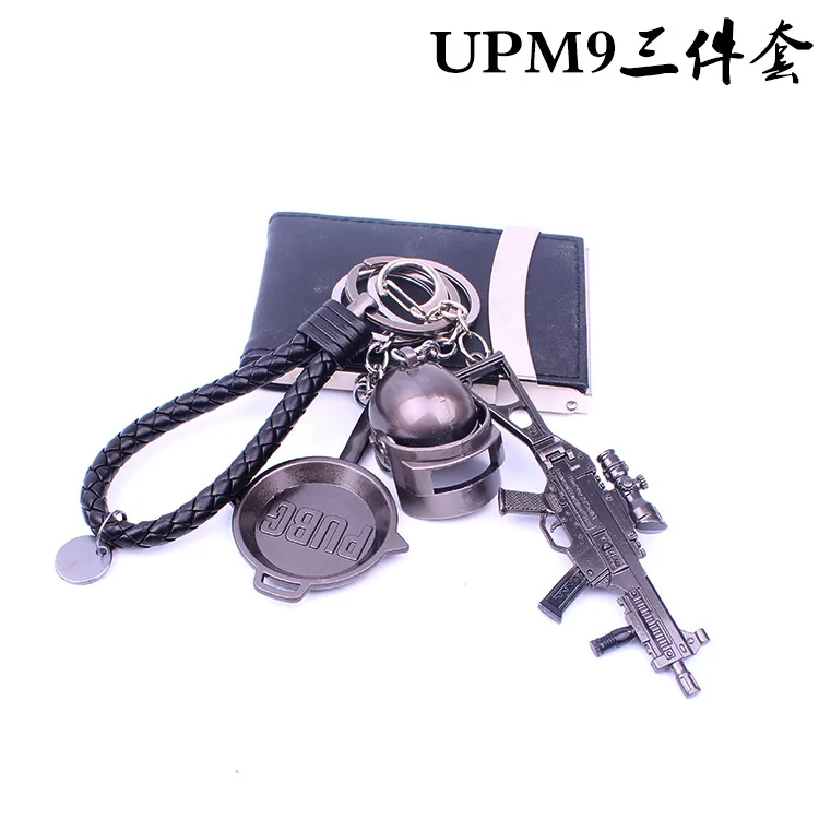 Stimulate Battlefield Level Three Helmet Flat-bottom Pot Pendant Keychain Chicken Game Related Products 7. 62mm Bullet Model