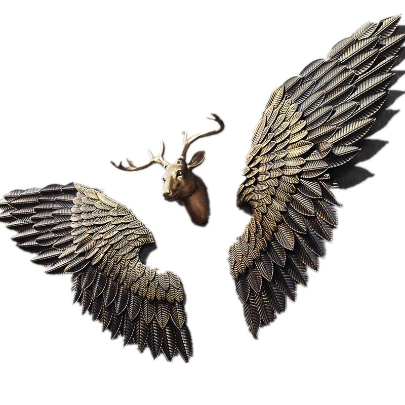 

Creative Abstract Retro Wing Wall Sculpture Decorative Wall Decor Decoration Figurine Decorative Metal Statue TV Background