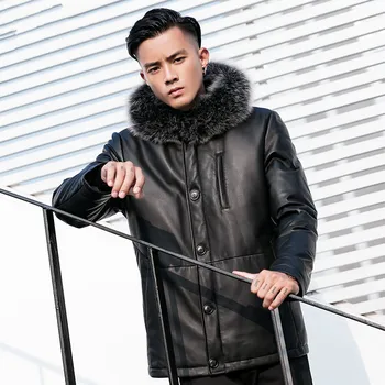 

Leather Jacket Sheepskin Genuine Leather Jacket Men Duck Down Winter Coat Mens Leather Jacket Chaqueta Cuero Hombre YY862