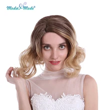 Мода и режим 1" короткий Боб Свободные волны парики Омбре блонд синтетический парик на кружеве для женщин L часть термостойкие