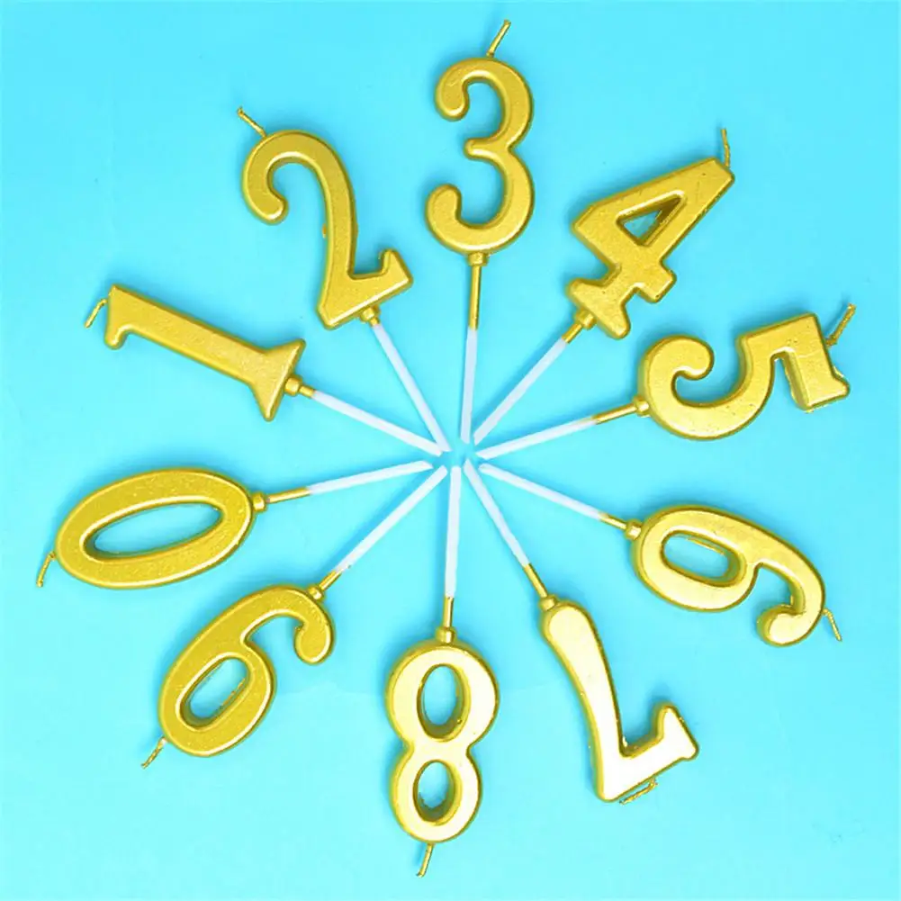

1pc Gold Glitter Candles For Happy Birthday Party Decorations Kids Adult 0-9 Number Candles Cake Cupcake Topper Party Supplies