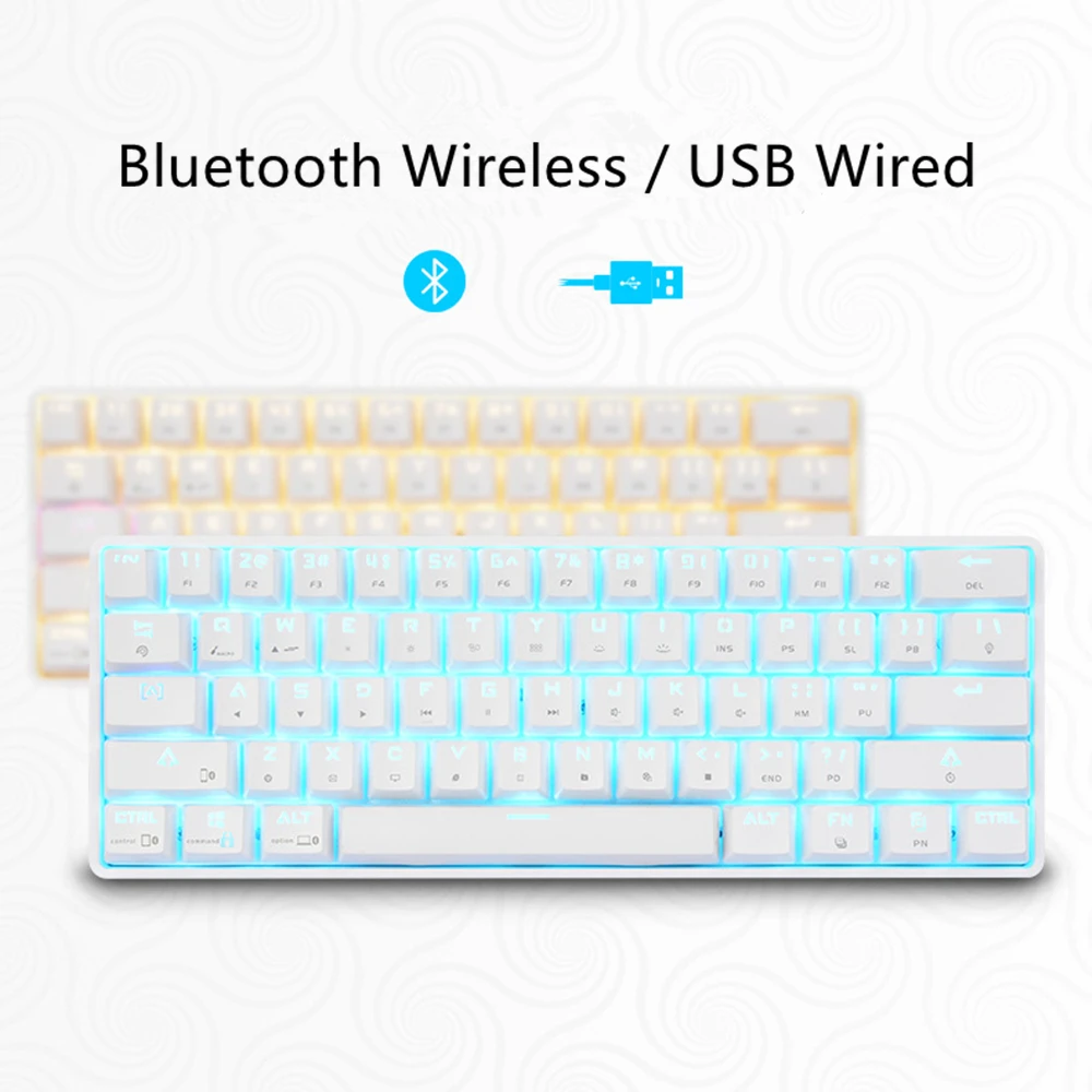DK61 Беспроводной Bluetooth Механическая проводная клавиатура с USB клавиатура синий переключатель 61 клавиш rgb-пульт клавиатура с подсветкой для Windows Mac Android