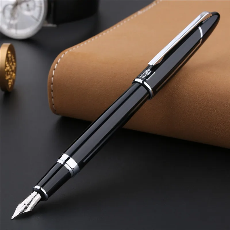 

Picasso Pimio 919 Baroque Steel Fude Calligraphy Fountain Pen Bent Nib , Pure Black Color Writing Gift Pen,Original Box Option
