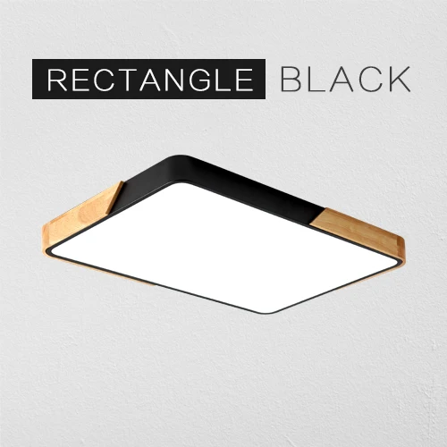 Black Rectangle Светодиодный потолочный светильник, современный поверхностный монтаж, внутреннее освещение, деревянный пульт дистанционного управления, для прихожей, гостиной, спальни, балкона - Цвет корпуса: Black Rectangle