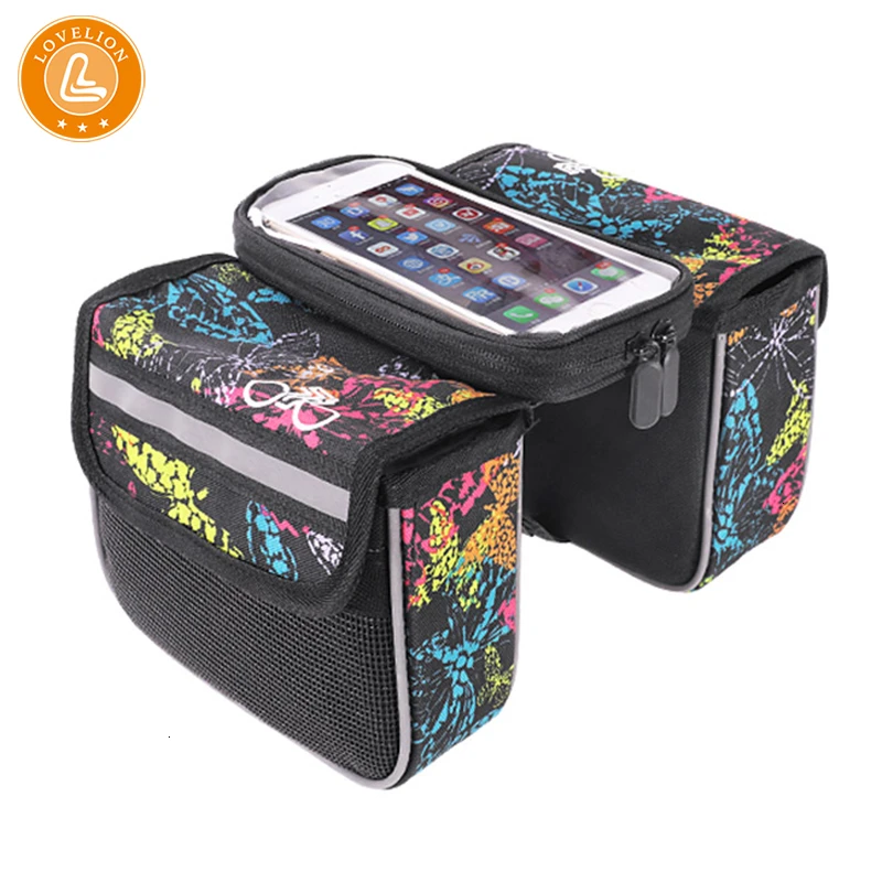 LOVELION велосипедная сумка для переднего телефона велосипедная сумка для велосипедной трубки Водонепроницаемая седельная посылка с сенсорным экраном для 5,8/6 велосипедных аксессуаров - Цвет: Package - Blue
