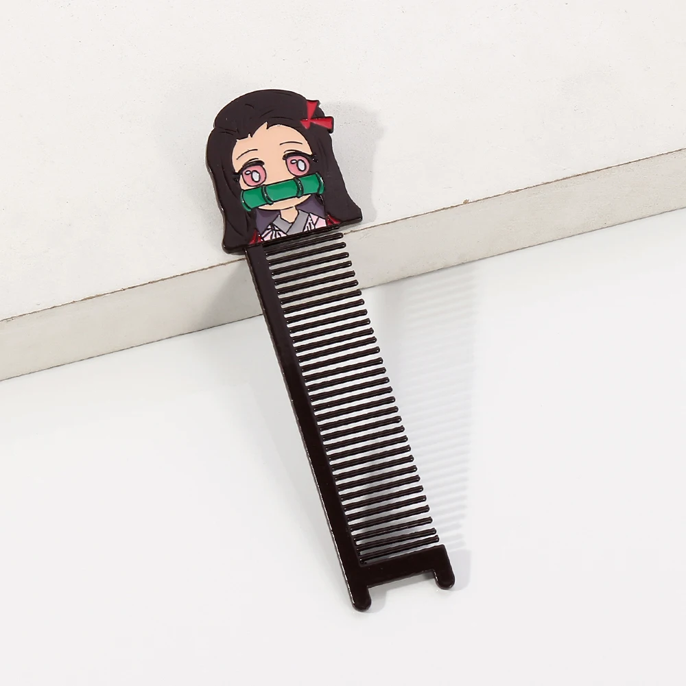 Hair Brush Women Anime Cosplay Demon Slayer Mini Metal Comb Anti-static Hairdressing Beauty Tools Salon Accessaries Decoration 2