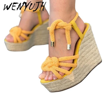 

Women Wedge Sandals Summer Female Lace-up Platform Fashion High Heel Sandals Fashion Ankle Strap Open Toe Ladies Shoes