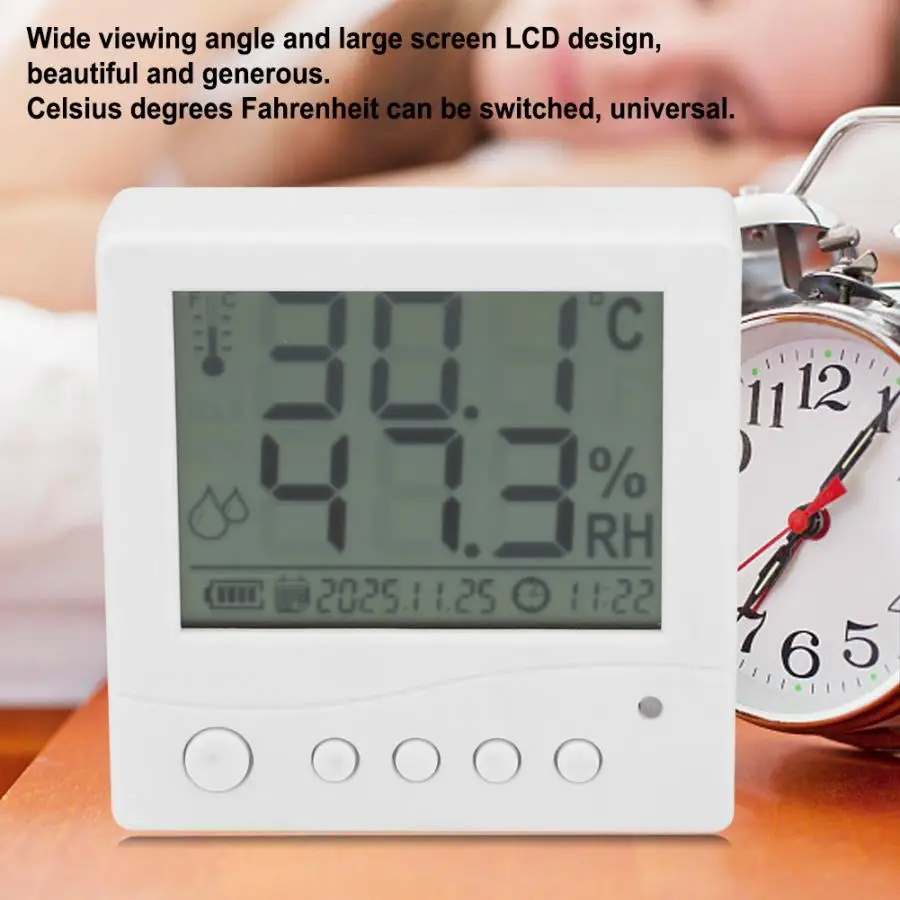 Temperature Humidity Meter Digital Hygrometer Thermometer Humidity Monitor low power consumption large screen wide LCD display