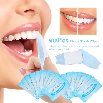 

20Pcs Finger Teeth Wipes Teeth Brush Ups Wipes Dental Clean Teeth Whitening Tool for Oral Deep Cleaning