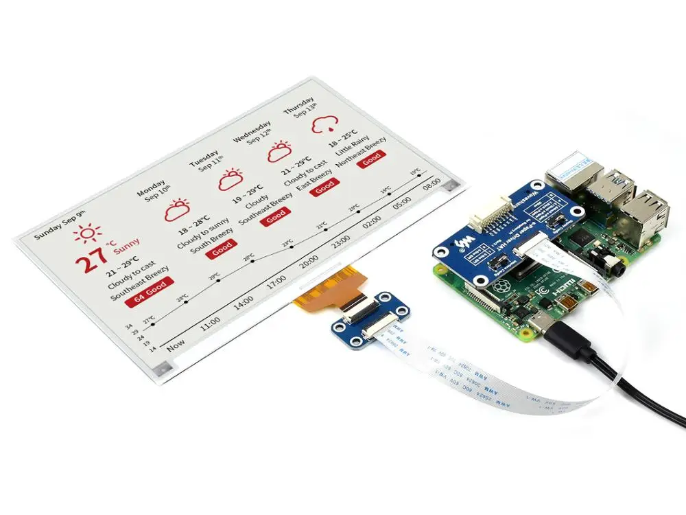 Дисплей E Ink Waveshare 880*528 7 5 дюйма для Raspberry Pi красный/черный/белый три