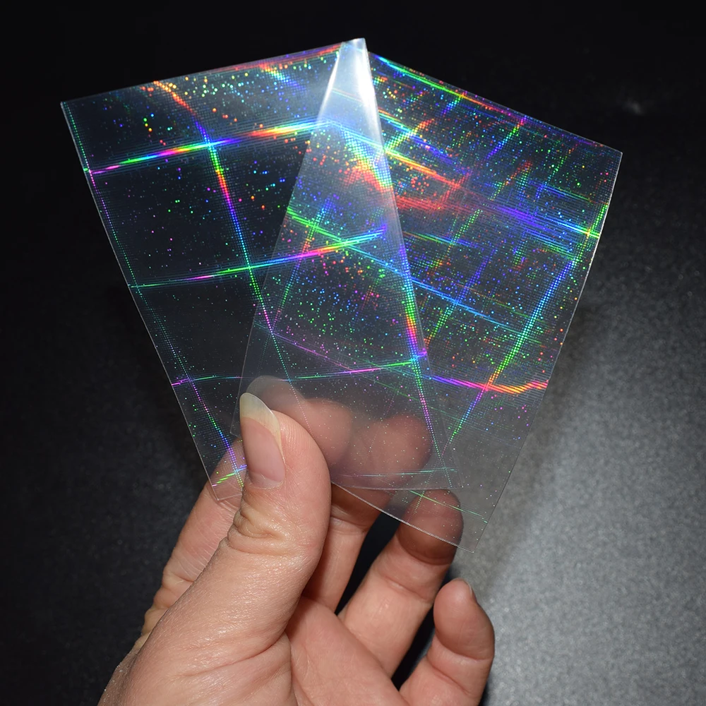 200pcs 57x87mm UNSEAL Plaid Small Cards Transparent Laser Clear Sleeves Korea Idol Photo Protector Trading Shield Cover | Спорт и