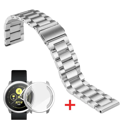 Silver 20 мм ремешок для samsung Galaxy Watch активный ремешок аксессуары для samsung Galaxy 42 мм браслет из нержавеющей стали - Цвет: Silver