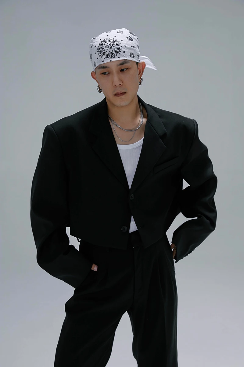 

XS-6XL 2021 New Men Women's clothing Shoulder pad wide shoulder crisp and loose short Suit Coat plus size singer costumes