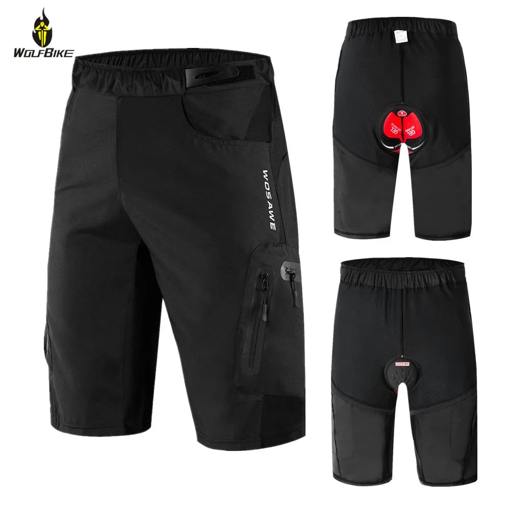 

Wolfbike Cycling Shorts with Gel Pads Shockproof Bicycle Water Dirty Resistance Loose Breathable Bike Downhill MTB Shorts Men