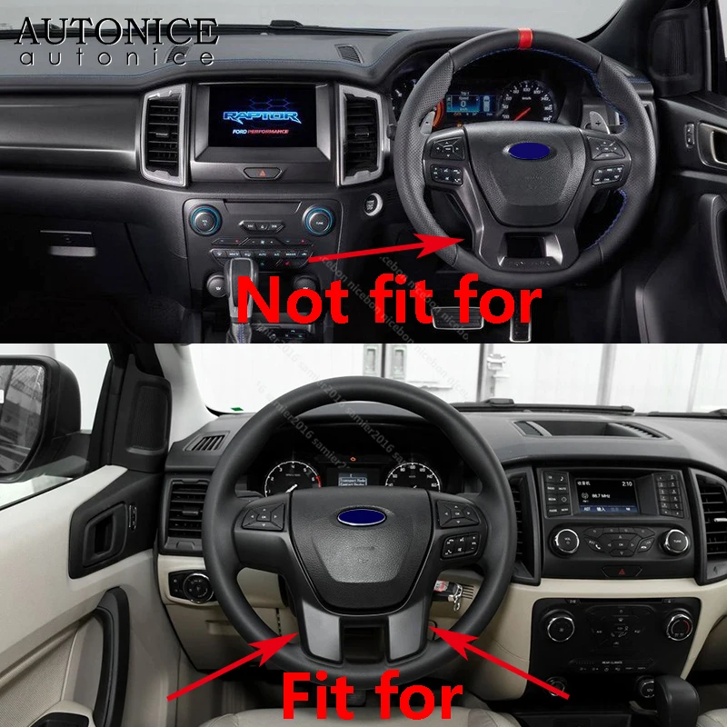 Углеродное волокно Цвет рулевое колесо рамки декоратор Обложка для Ford Ranger Everest Endeavor