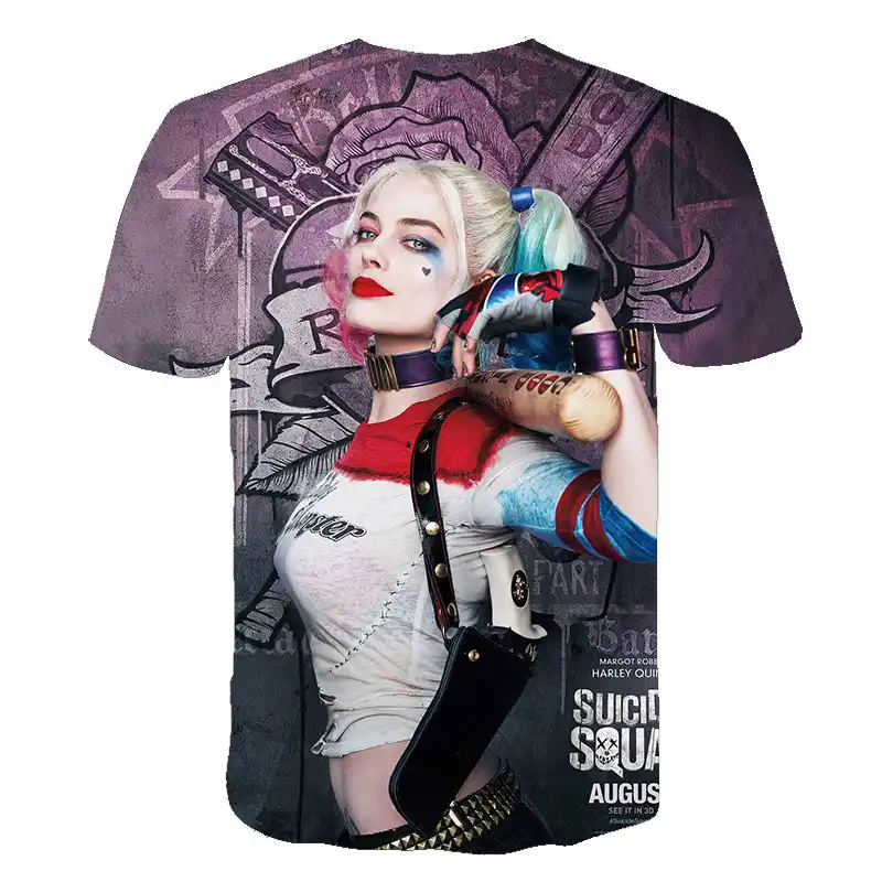 Tシャツ自殺分隊レディースメンズハーレークインジョーカー Tシャツの男 3d Tシャツ黒赤の半袖服ストリート Tシャツ Aliexpress
