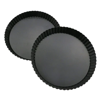

2 Pack 9 Inches Non-Stick Removable Loose Bottom Quiche Tart Pan, Tart Pie Pan, Round Tart Quiche Pan with Removable Base