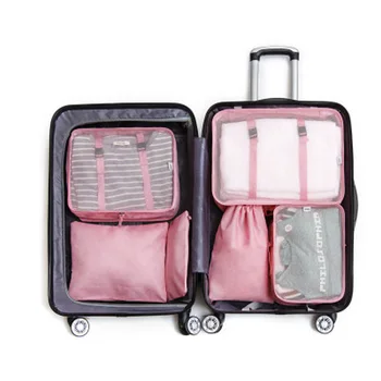 

Waterproof nylon 6 piece set large capacity cube travel home clothing storage bag set wardrobe luggage storage bag