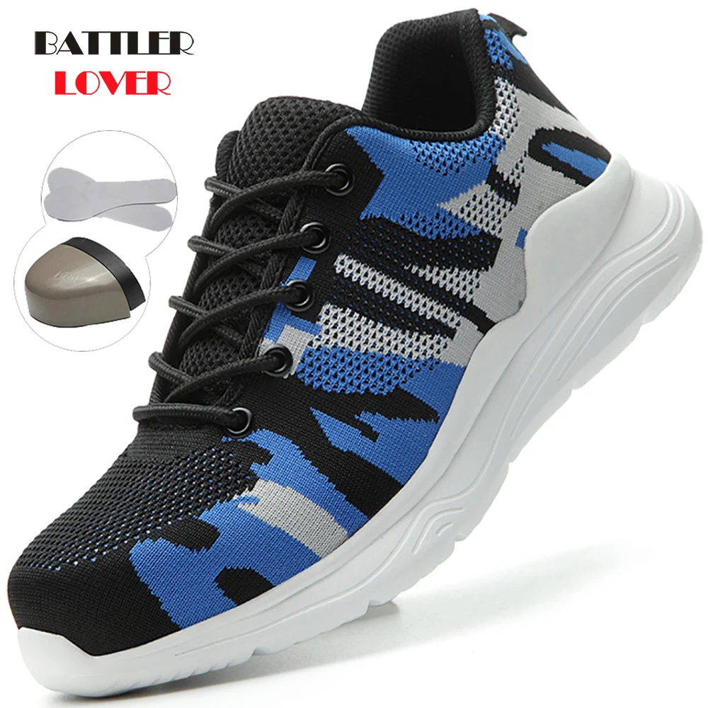 2020 New Lightweight Breathable Men Safety Shoes Steel Toe Work Shoes For Men Anti-smashing Construction Sneaker With Reflective