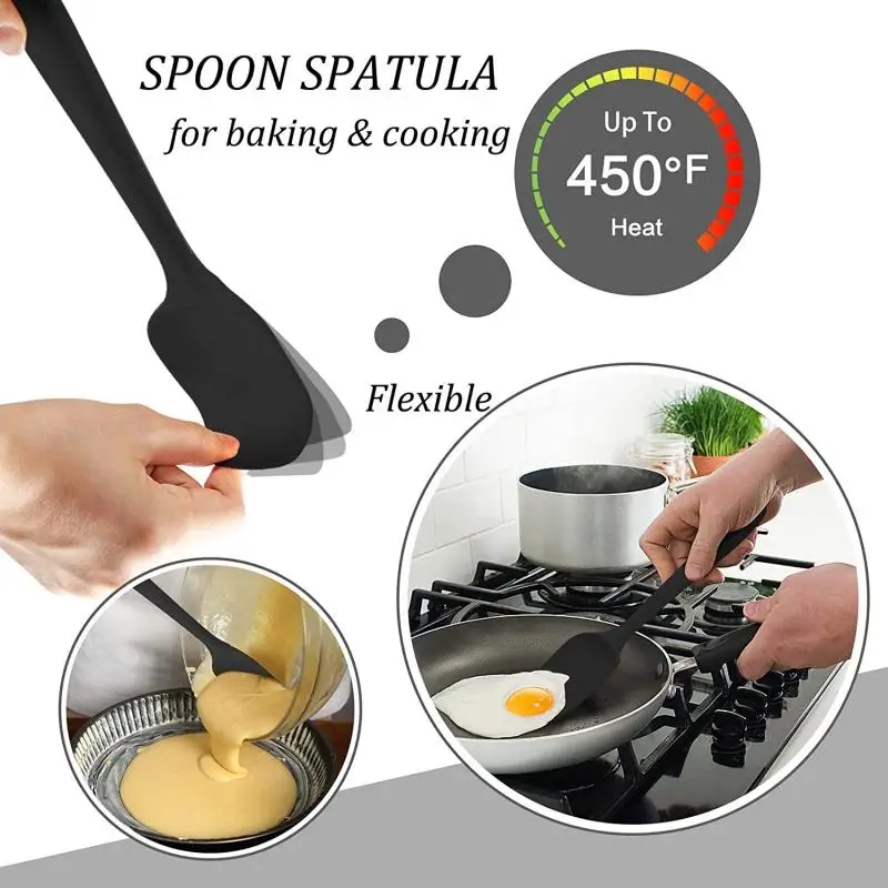 Non-Stick Silicone Cream Spatula Scraper Spoon Oil Brush Heat-Resistant Spatulas Flexible Kitchen Utensils For Baking Cooking