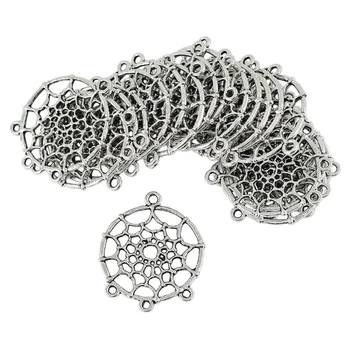 

Dream catcher Charms, 28 pc Silver Tone Pendants 34mm x 28mm