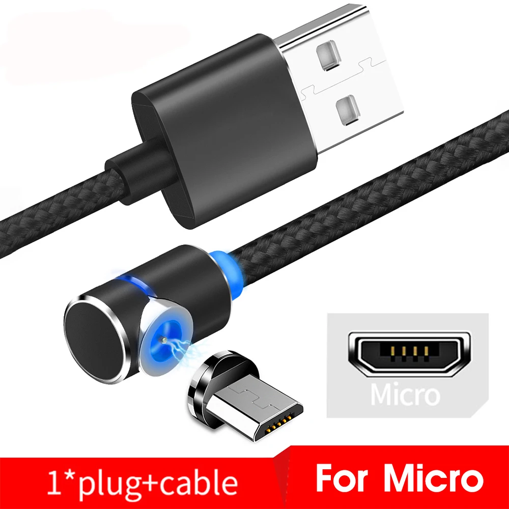 1 м 2 м Магнитный USB кабель Micro usb type C кабель для быстрой зарядки для Xiaomi зарядный магнит Android телефон шнур кабель Microusb - Цвет: For Micro Black