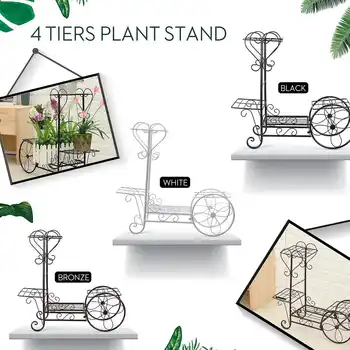 

Metal Plant Stand Flower Rack Pot Storage Rack Display Shelf Holder Home Indoor Outdoors Decor Garden Balcony 24.5x25.5x36