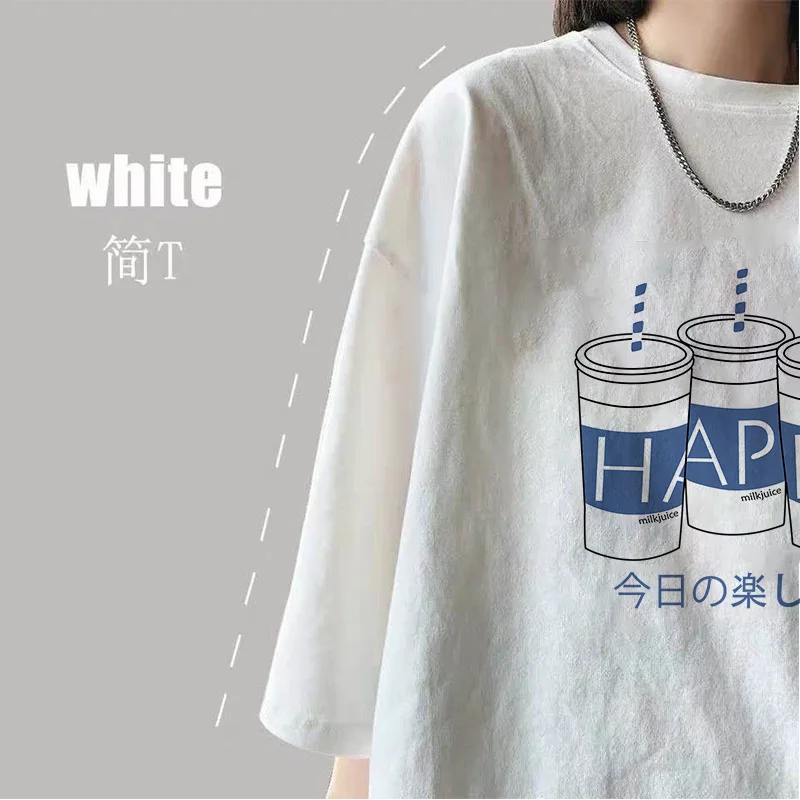 Women T-shirt Round Collar Summer Cartoon 2020 New Half Loose Sleeve  Print Casual Simple Wild T-Shirt