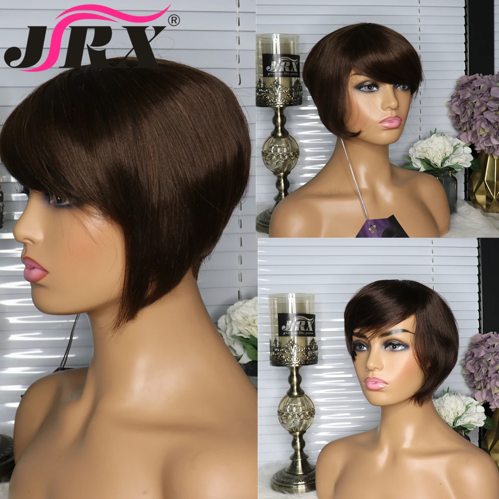 Короткие парики боб человеческие волосы полноразмерный парик цвет #2 коричневый