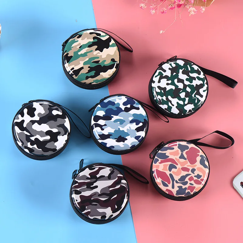 

Camouflage Coin Purse Men Women Earphone Pocket Storage Box Key Case Unisex Zipper Headphone Bag Small Coin Purse Round Hot