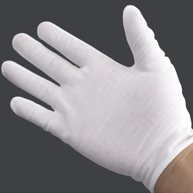 Cotton Gloves Protective White Soft Thin Coin Jewelry Silver Inspection Gloves Handling Work 1Pair S M L