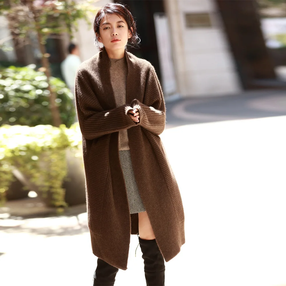 Deep Coffee Ropa mujer invierno женский осенне-зимний толстый теплый кашемировый свитер большого размера, Короткий Повседневный Кардиган для женщин - Цвет: Deep Coffee