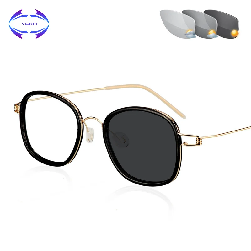VCKA Without screws high-end discoloration reading glasses fashion business TR90 men's Square frame multi-function lens | Аксессуары