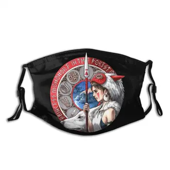 

Cartoon Princess Mononoke With PM2.5 Filters Reusable Face Mask Reusable Respirator Anti-Bacterial Mouth Protection Cover