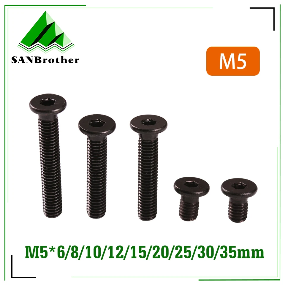 3D printer accessories M5 Low Profile Screws M5*6/8/10/12/15/20/25/30/35mm Black Carbon Steel Screw