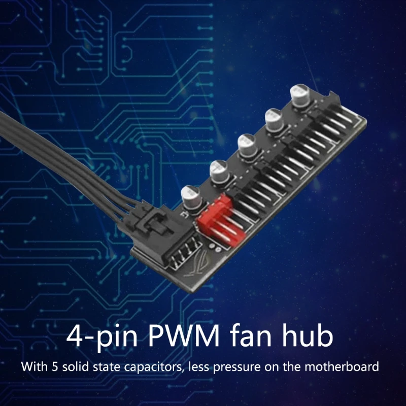 

5 Port PC Fan Hub Splitter Speed Controller Adapter for 4 Pin PWM Cooler Cooling Fan Computer Cable Connector
