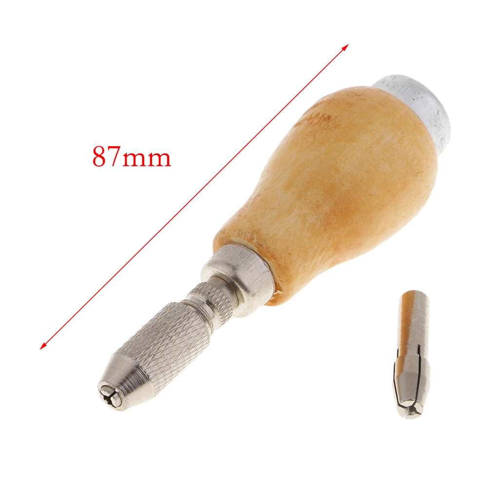 Wooden Gourd Head Pin Vice Mini Hand Drill Hole Drill fit for 1.0-2.4mm Drill Bits for Hobbies DIY Woodworking Handicraft Tools