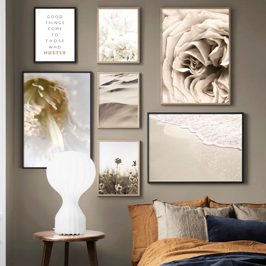 

Rose Peony Flower Dandelion Desert Beach Wall Art Canvas Painting Nordic Posters And Prints Wall Pictures For Living Room Decor