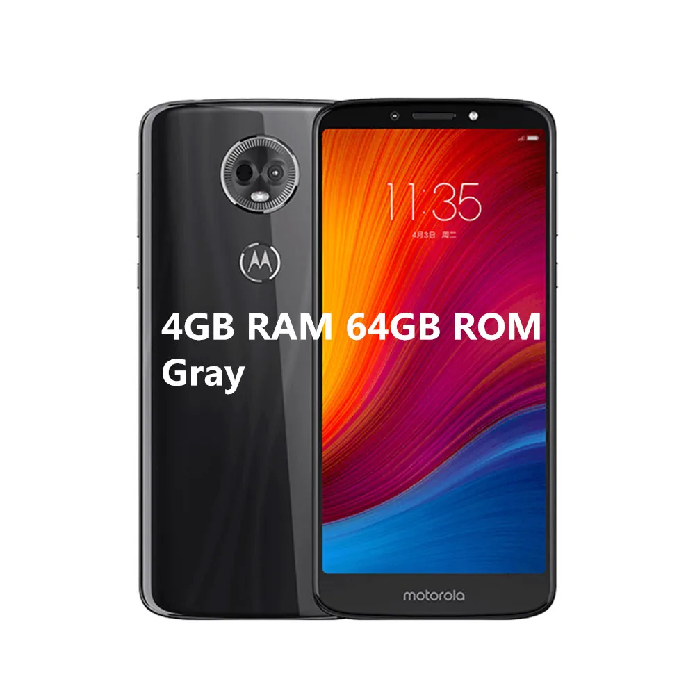 4GB RAM 64GB Gray Motorola MOTO E5 плюс 6,0 Inch 3/4 ГБ Оперативная память 32/64GB Встроенная память двойная камера Snapdragon 430 Octa Core 12.0MP+ 5.0MP 5000 мАч для смартфонов - Цвет: 4GB RAM 64GB Gray