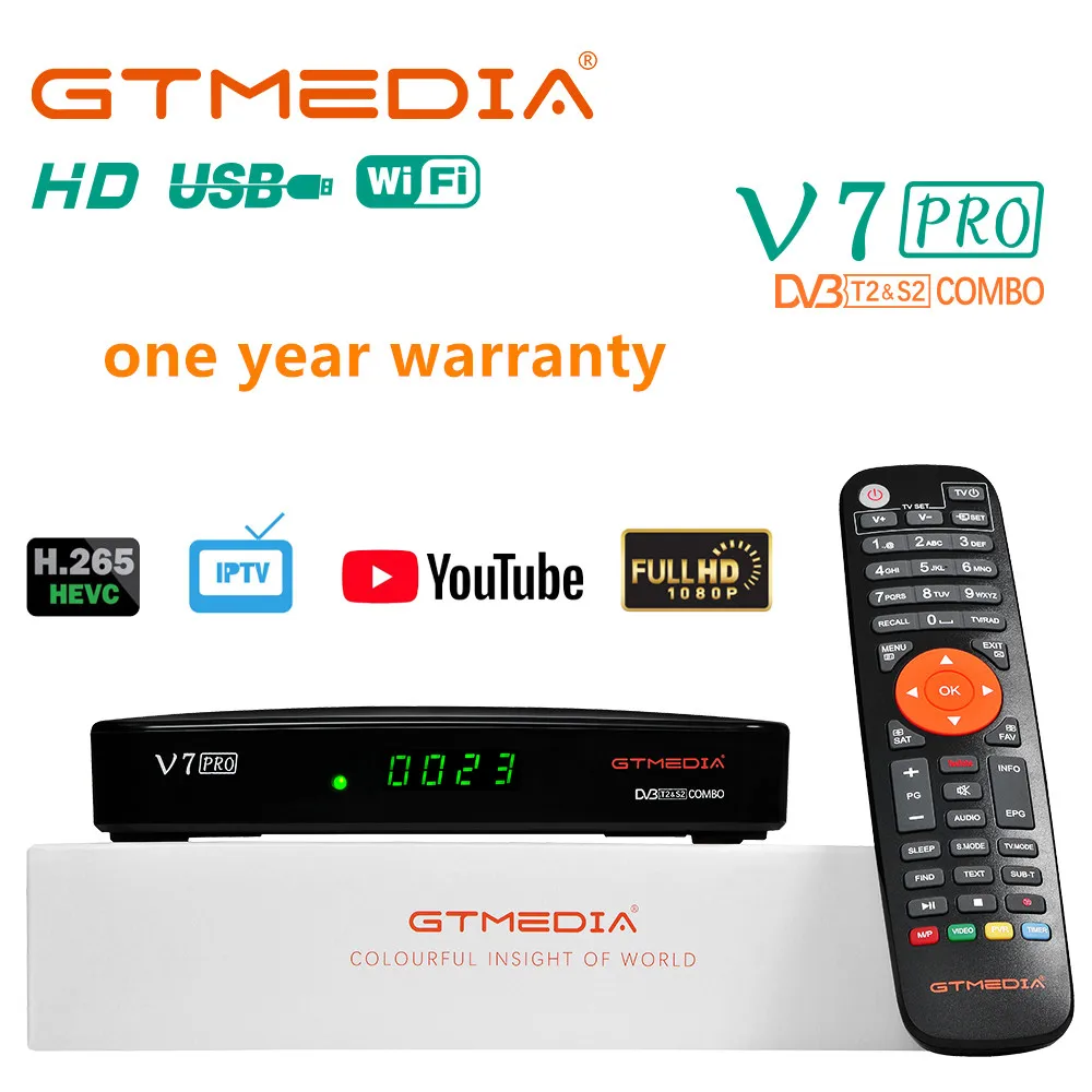 

GTMEDIA V7 PRO DVB-S/S2/S2X+T/T2 Satellite TV Receiver Support Card YouTube With one year warranty TV Box