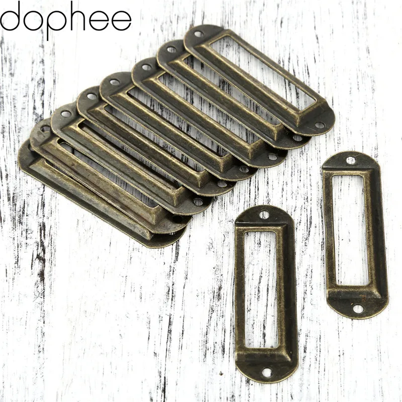 Dophee 70*21 мм античная латунь винтажная металлическая этикетка Потяните рамку ручка файл имя держатель для карт для мебели выдвижной ящик в шкафу 10 шт
