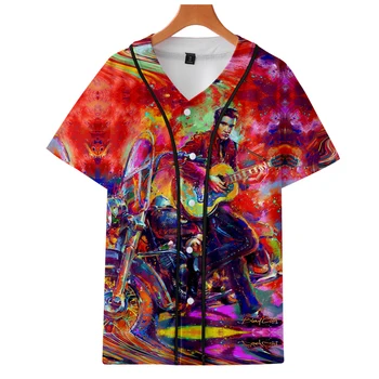 

The King Elvis Presley Hawaiian Shirt Harajuku Summer Baseball Short Sleeve Hip Hop Oversized Shart For Men Japanese Streetwear