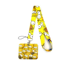

Yellow Funny Cartoon Characters Lanyard Credit Card ID Holder Bag Student Women Travel Card Cover Badge Keychain Decorations