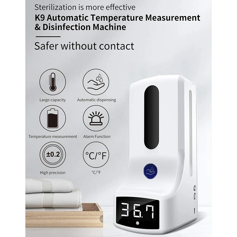 

K9 Automatic Liquid Soap Dispenser Smart Sensor Digital Hands Washing Free Machine Non-Contact Infrared Thermometer