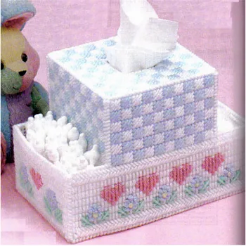 

A335 DIY 7ct Craft Stich Cross Stitch Needlework Embroidery Crafts Plastic Canvas Set Standard Tissue Box Cover Kit Package
