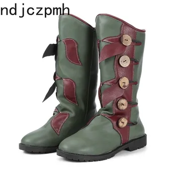 

Women's Boots The New winter Color matching fashion plush Round head flat Middle tube Martin boots Women's shoes plus size 34-43