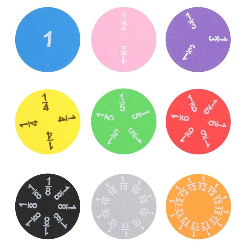 10 Sets Fraction Circles Educational Resources Numeracy Learning Props