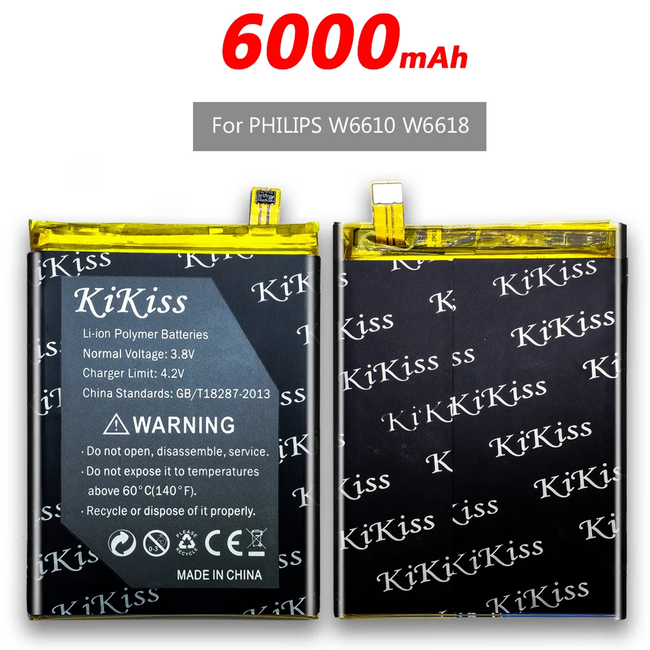 Бесплатный инструмент 6000 мАч для PHILIPS W6610 W6618 батарея мобильного телефона AB5300AWMT +