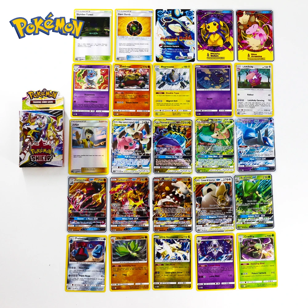25 шт., Pokemon GO Cards, GX, кроссовки TGA TEAM BREAK, 3D флэш-карта, меч и щит, солнце и луна, коллекционный подарок, детская игрушка