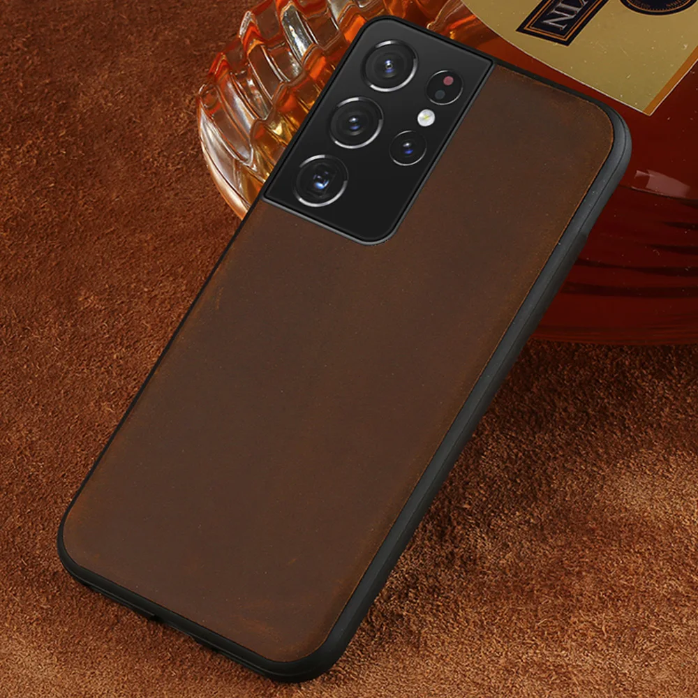 

Genuine PULL-UP Leather Cover Case For Samsung Galaxy S21 Ultra S20 FE S8 S9 S10 S21 Plus Note 20 10 9 A51 A71 A31 A50 M31 M51